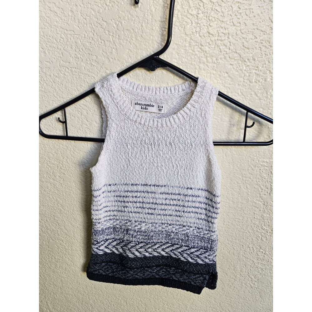 Abercrombie Kids Girls Striped Sleeveless Sweater White Blue Size 3T/4T